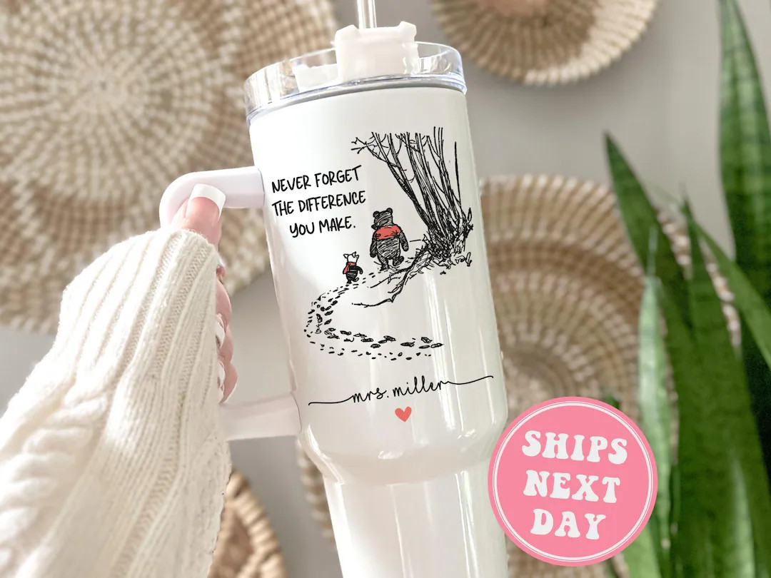 Teacher 40oz Tumbler, Never Forget the Difference You Make Tumbler With Handle Teacher Appreciati... | Etsy (US)