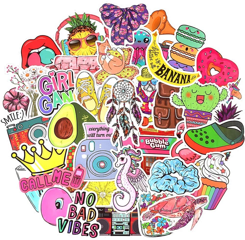 Waterproof Vinyl Aesthetic Stickers for Laptop Water Bottle Room Decor (50Pcs VSCO Girl Style) | Amazon (US)