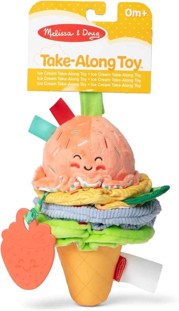 Melissa & Doug Ice Cream Take-Along Clip-On Infant Toy with Sound and Vibration | Amazon (US)