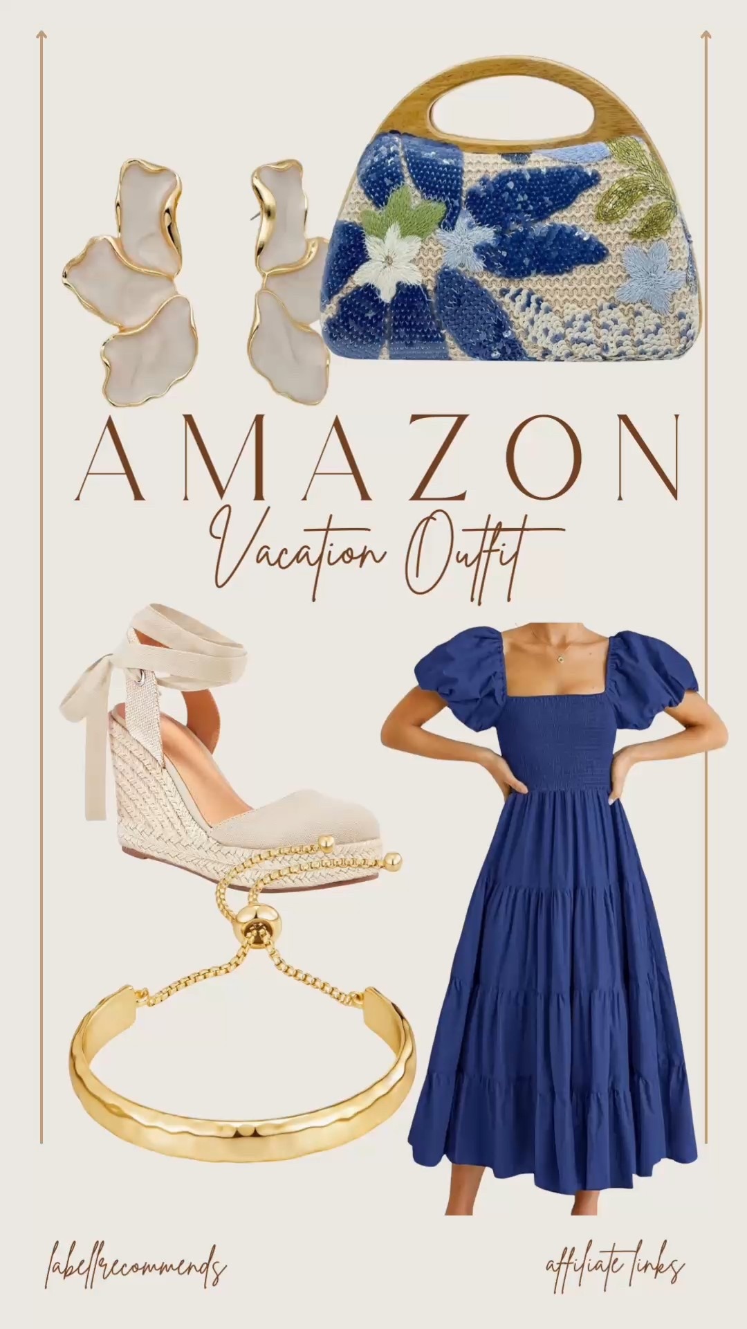 Perfect vacation outfit all from Amazon! One stop shop for this vacation dinner outfit. It has the ruffled tiered maxi dress, gold bangle bracelet, sequined clutch, and a neutral wedge shoe that will go with so many outfits. 
#Amazonfashion #traveloutfit #summerfashion #affordablefashion 


#LTKFindsUnder100 #LTKTravel #LTKSummerEdit