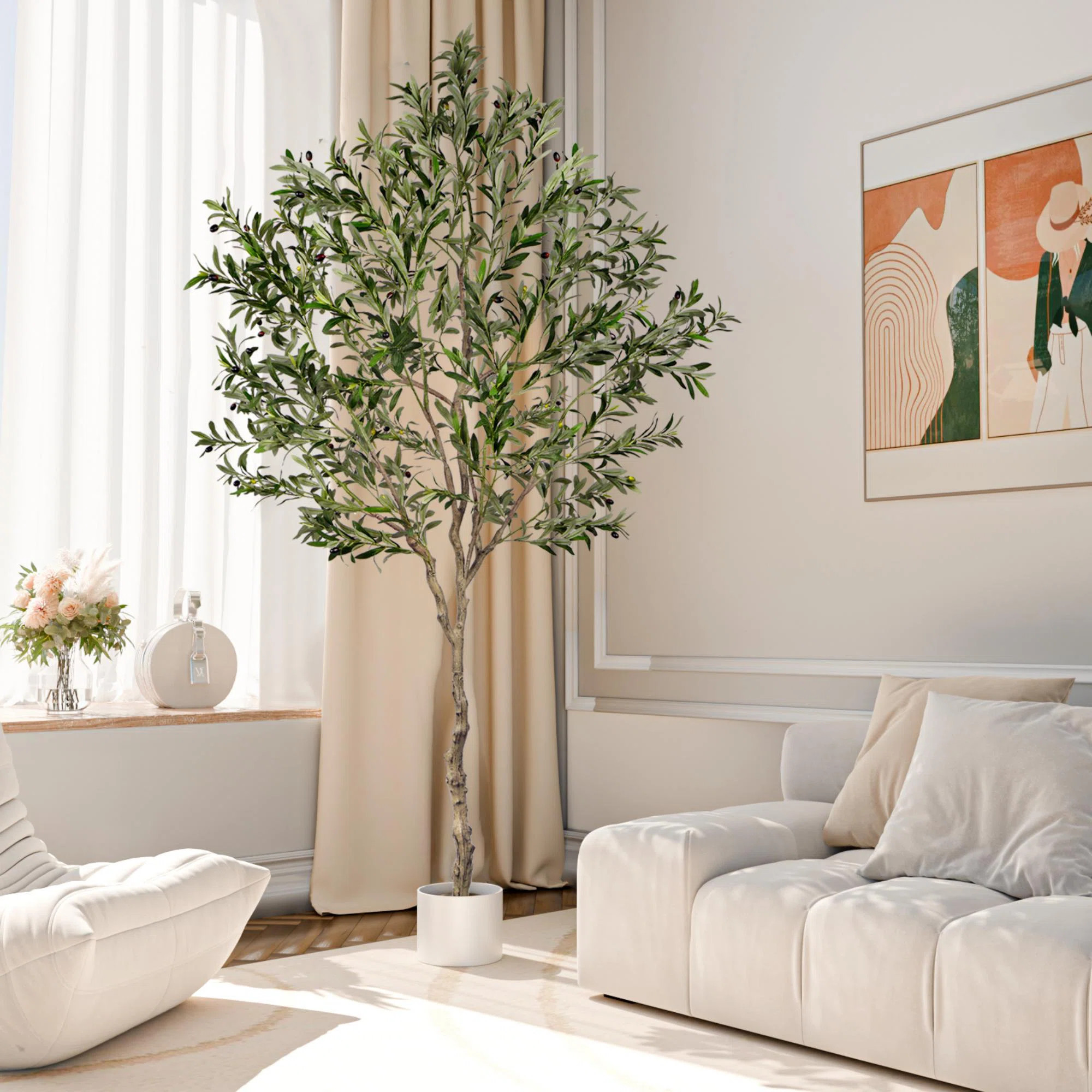 Primrue 8ft artificial olive tree in a pot,Fake Potted Topiary Tree with Dried Moss | Wayfair | Wayfair North America