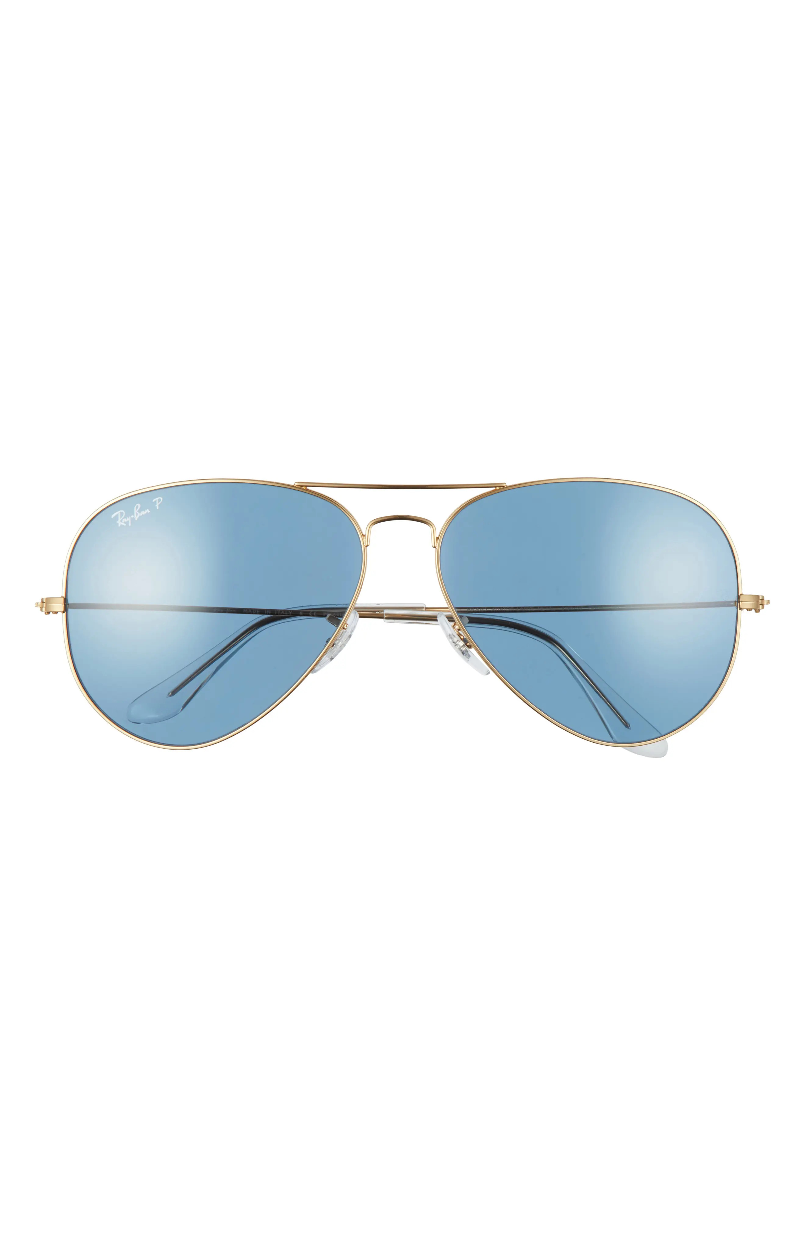 Ray-Ban Original 62mm Oversize Polarized Aviator Sunglasses in Gold/Blue at Nordstrom | Nordstrom