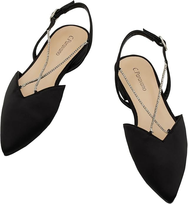 C.Paravano Women's Slingback | Leather Slingback Flats | Pointed Toe Slingback Pumps | Comfort He... | Amazon (US)
