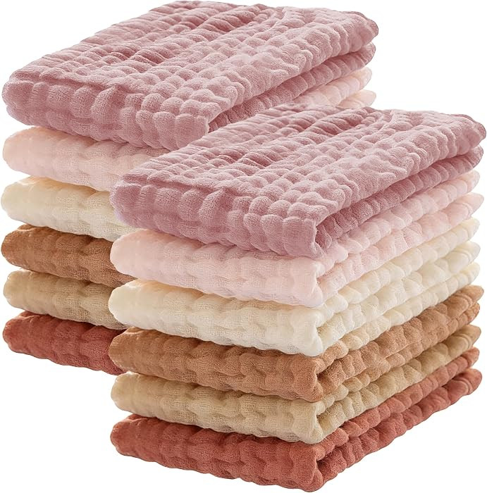 Lovely Care 12 Pack Muslin Burp Cloths 100% Cotton Muslin Cloths Large 20''x10'' Extra Soft and A... | Amazon (US)