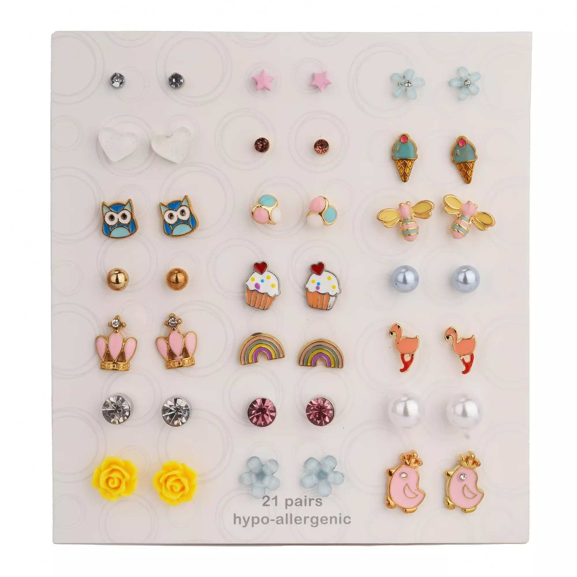 Claire's Girls Treats Stud Earrings Set, Post Back, 10-Pack, 76215 