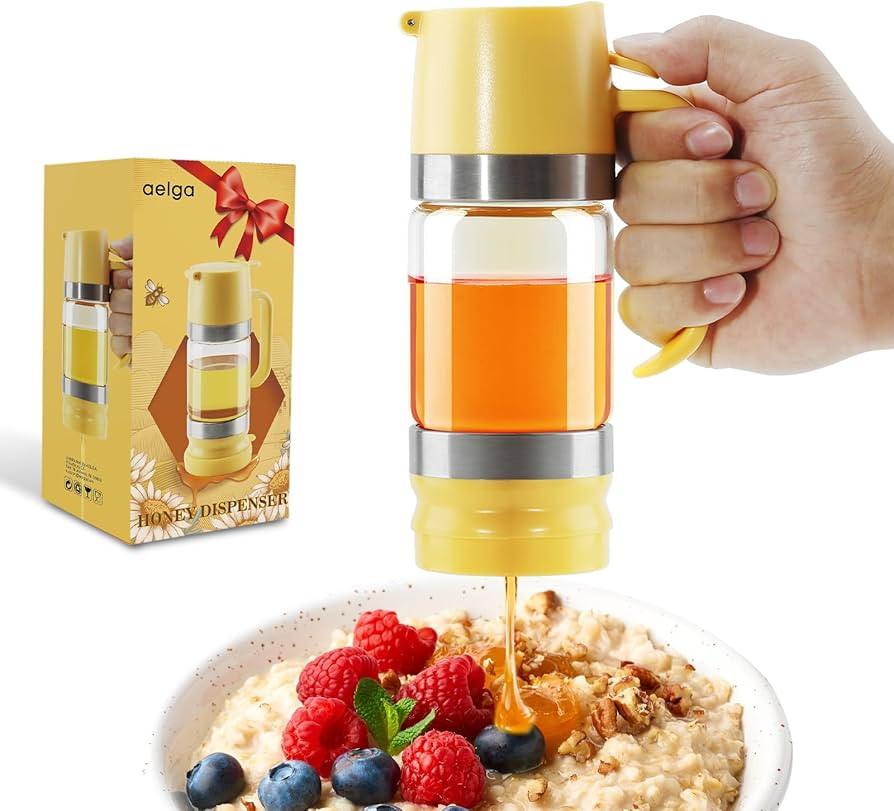 Aelga Glass Honey Dispenser No Drip - 9 OZ Honey Pot Honey Jar with Handle - Maple Syrup Dispense... | Amazon (US)