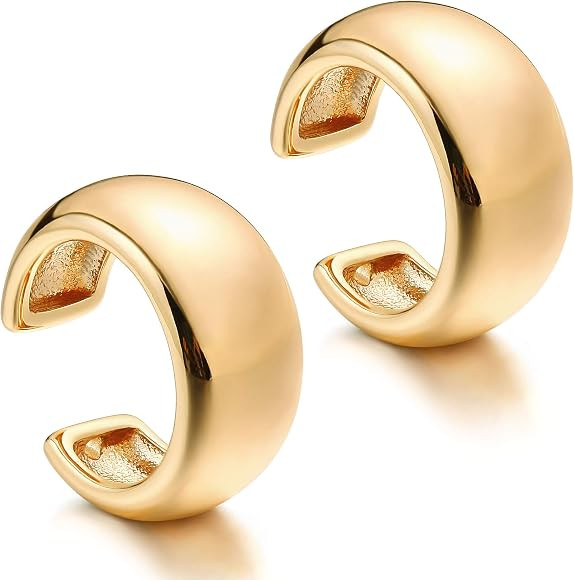 Mevecco Gold Ear Cuff Earring 18K Gold Plated Non Pierced Ear Cartilage Clip on Wrap Hoop Tiny Ch... | Amazon (US)