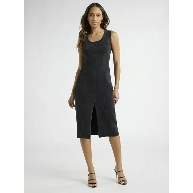 Sofia Jeans Women's Seamed Denim Dress, Below Knee Length, Sizes XS-XXXL | Walmart (US)