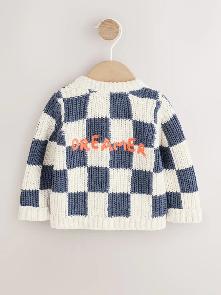 Blue Embroidered Slogan Knitted Baby Cardigan (0mths-2yrs) | Next US