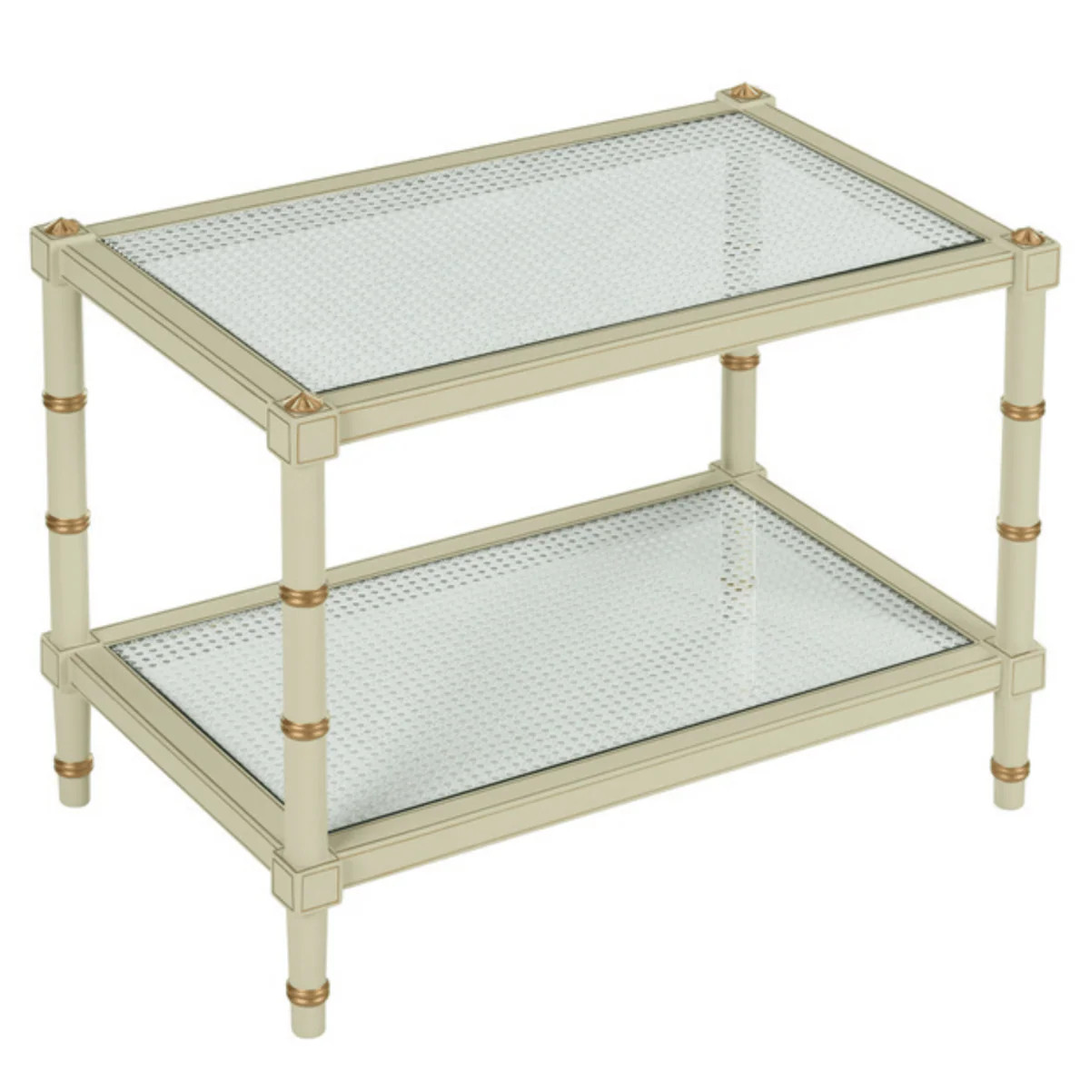 Green Bamboo & Cane Two Tier Accent Table - BARGAIN BASEMENT ITEM | The Well Appointed House, LLC