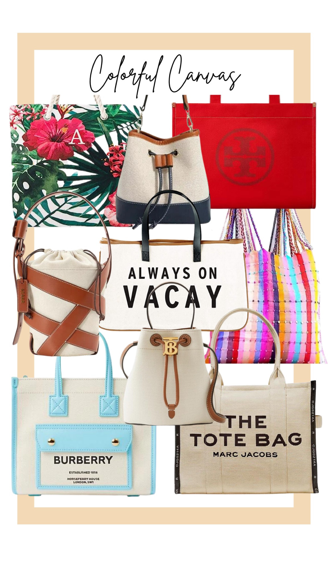Canvas bucket bags and totes are hitting the streets this summer and are popular in both toned-down neutrals AND bright colors. Whether you prefer this Tory Burch Tote in bright candy apple red or the classic, yet ever-iconic Marc Jacobs Tote Bag in natural canvas, you literally can’t go wrong this season with whatever color palette you choose!
@amazon @etsy @bloomingdales @saks @burberry @toryburch @vineyardvines 

#LTKunder100 #LTKSeasonal #LTKitbag