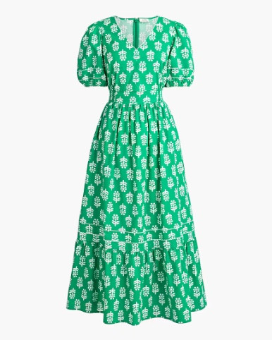 Green and white patterned puff sleeve midi dress
Easter dress
Spring outfit 

#LTKSaleAlert #LTKSeasonal
