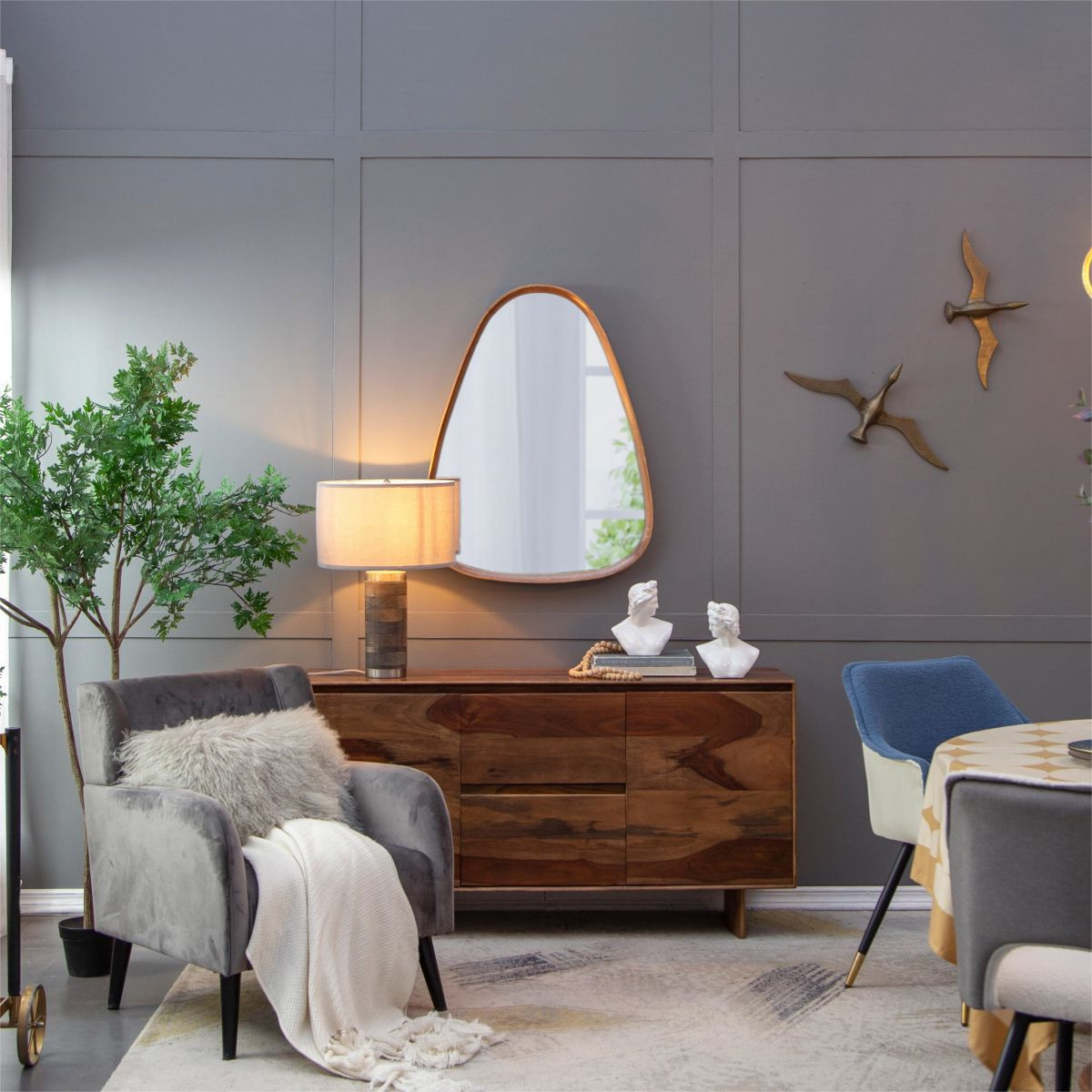 Odd Shaped Mirrors,Irregular Mirror,Wood Framed Mirror,Decorative Wall Mirrors For Living Room Ba... | Target