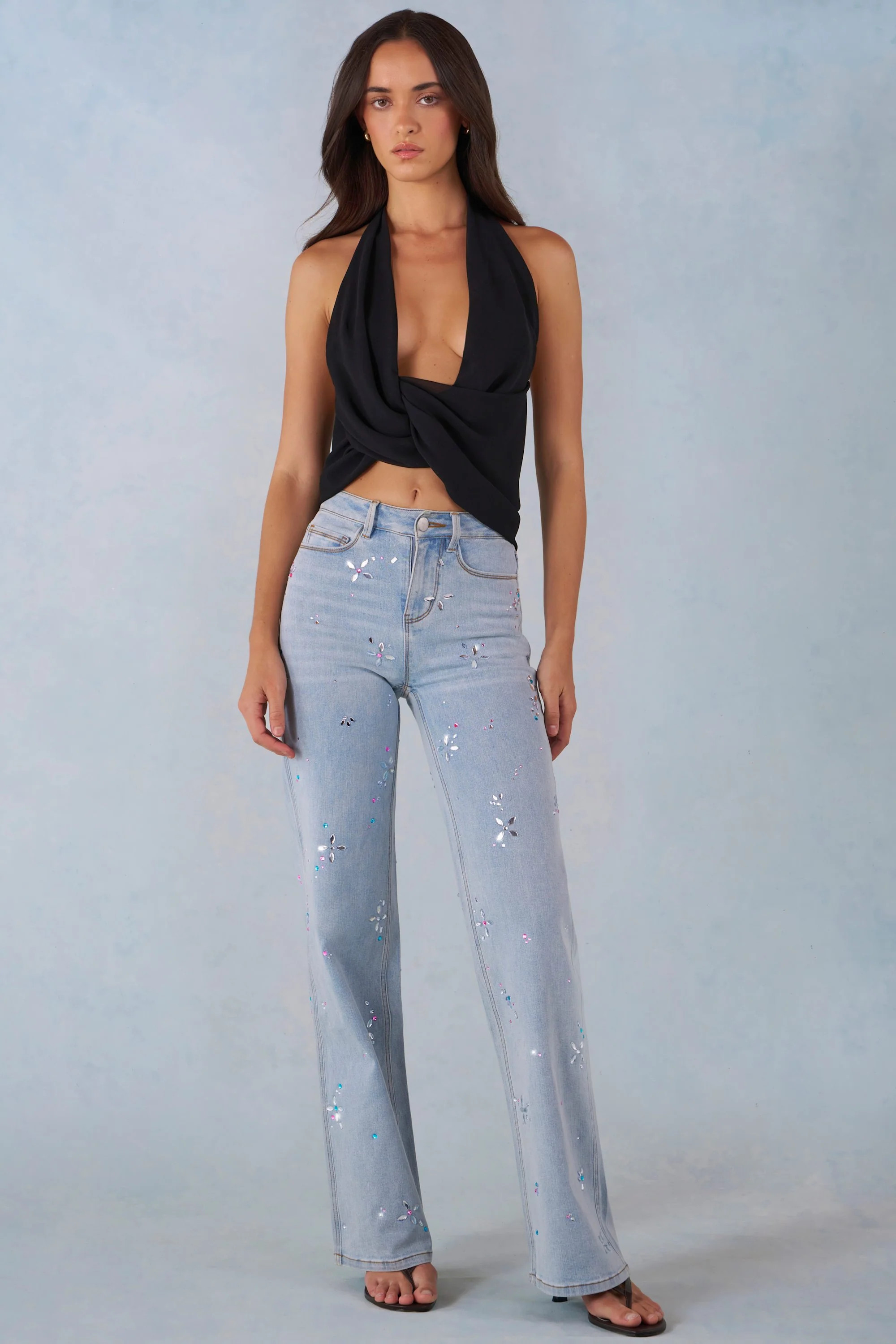 Mid-Rise Straight-Leg Jeans in Light Denim | Oh Polly