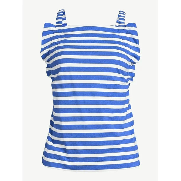 Free Assembly Women's Shirred Flounce Tank Top - Walmart.com | Walmart (US)