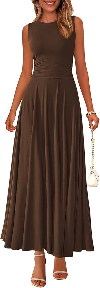 PRETTYGARDEN Womens Summer Dresses 2025 Casual Sleeveless Crewneck Aline Maxi Dress Stretch Tank ... | Amazon (US)