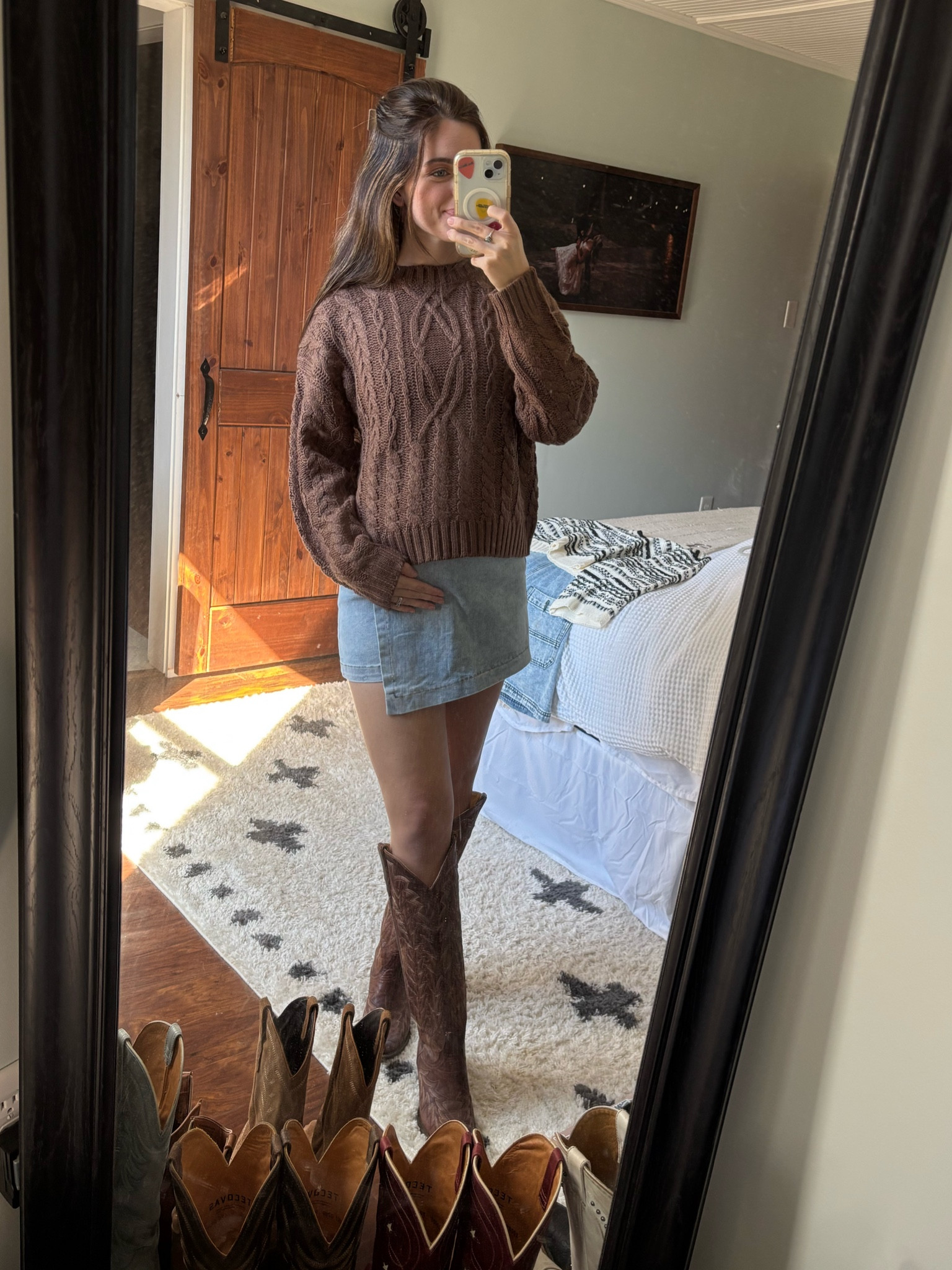 18.5 weeks with bean! Cute fall maternity outfit! This skort from pink Lily is soooo stretchy and will fit pre/during/post baby! Would be a great thanksgiving outfit!

#LTKFamily #LTKSeasonal #LTKBump