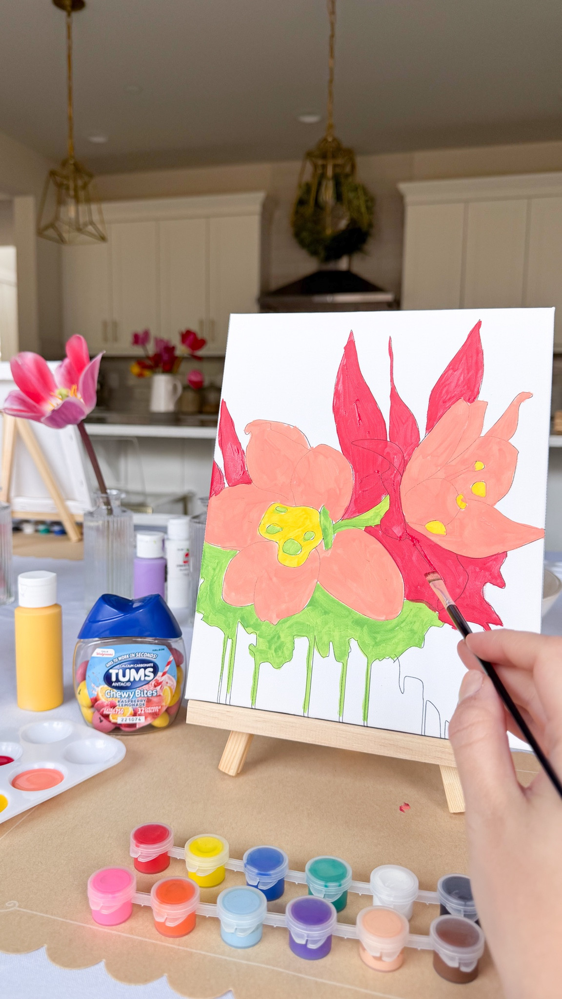 Found this paint & sip night set
that comes with the easels, canvases, and painting supplies!
