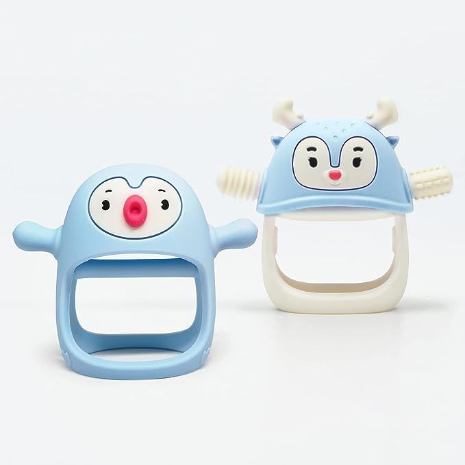 Smily Mia Penguin Buddy and Reindeer 2 in 1 Set for All Teething Needs, Light Blue | Amazon (US)