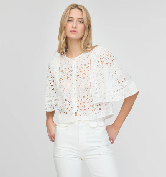 The Meadow Top - White Floral Broderie | Hill House Home US