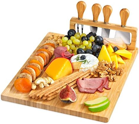 RoyalHouse Bamboo Cheese Board and Charcuterie Boards Set & Serving Tray for Meat, and Wine - Bir... | Amazon (US)