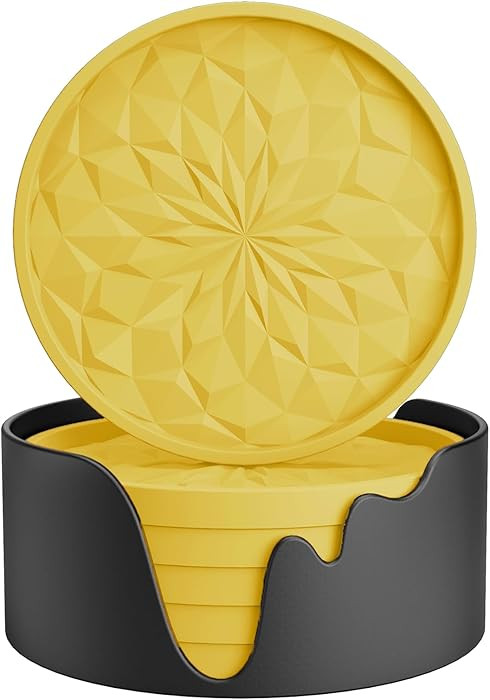 ME.FAN Silicone Coasters with Holder,[6 Pack] Drinking Coasters - Cup Mat for Hot or Cold Drinks,... | Amazon (US)
