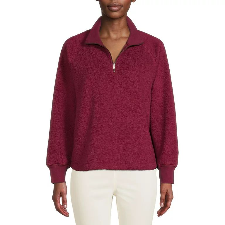 Time and Tru Women's Faux Sherpa Pullover Sweatshirt - Walmart.com | Walmart (US)