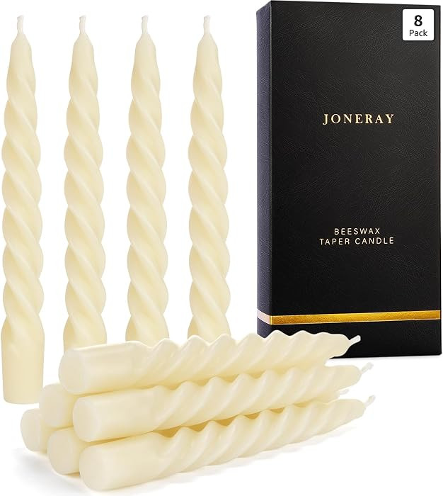 7 inch Beeswax Taper Candles Set of 8, Spiral Bees Wax Tapered Candle - Unscented, Handmade Beesw... | Amazon (US)