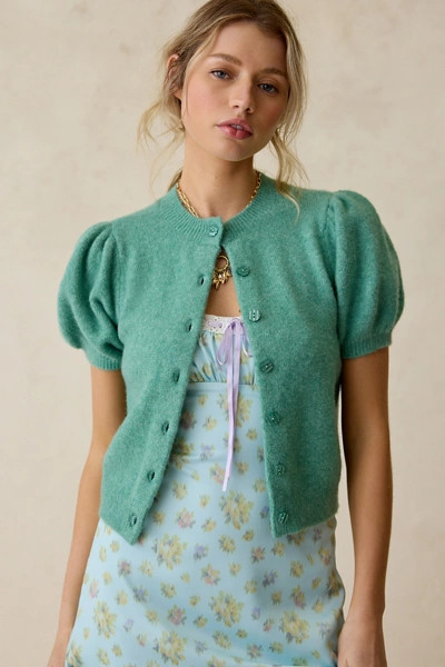 Kimchi Blue Kate Puff Short Sleeve Cardigan | Urban Outfitters (US and RoW)