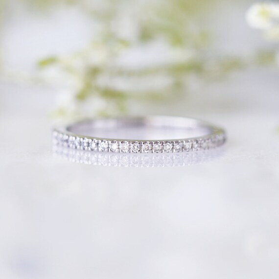 14K Solid White Gold Diamond Wedding Band White Gold Wedding | Etsy | Etsy (US)
