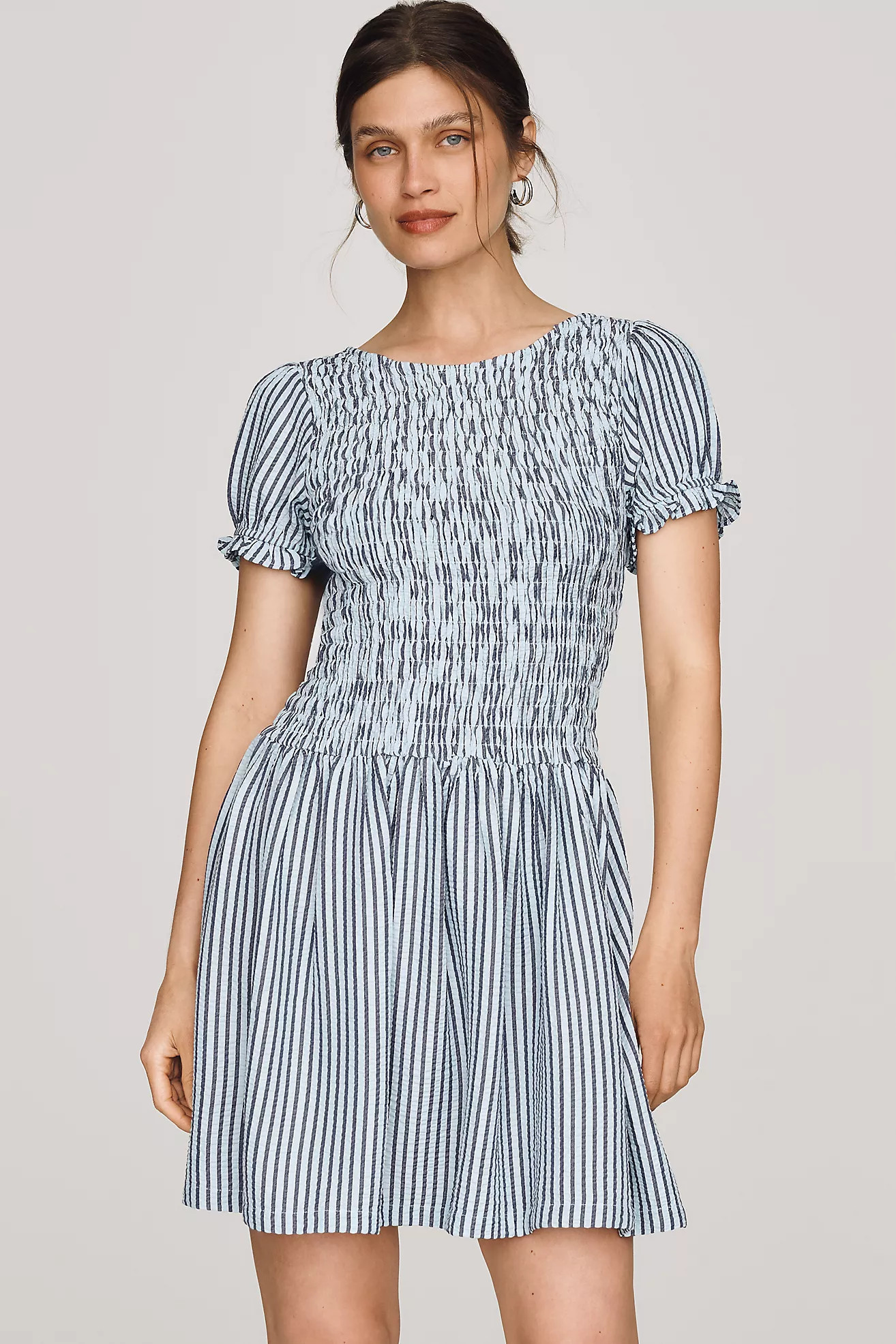 Maeve Margie Smocked Stripe Mini Dress | Anthropologie (US)