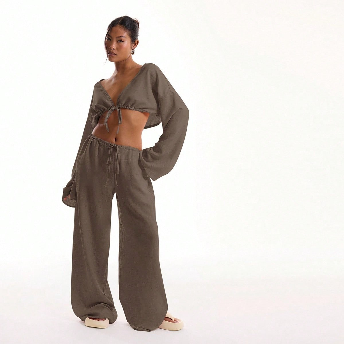 Linen Feel Beach Trousers | SHEIN