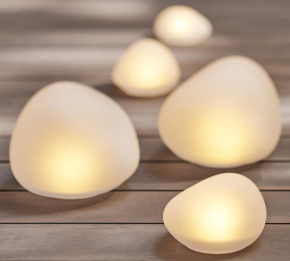 Lit Outdoor Frosted Glass Stone | Pottery Barn (US)