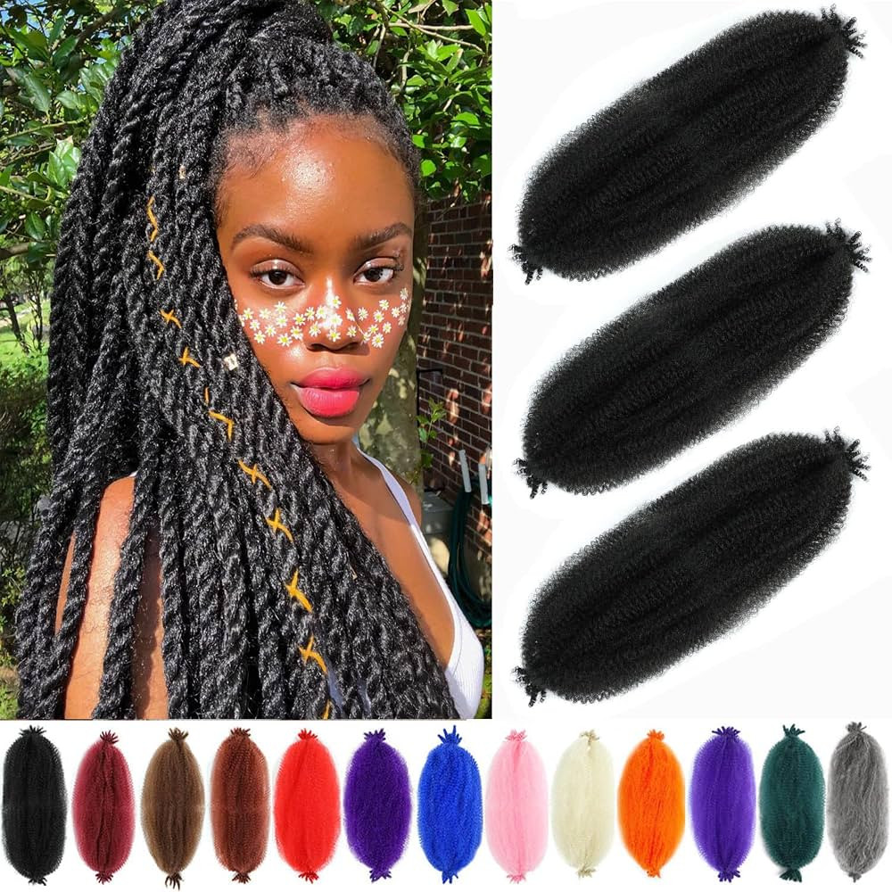 Afro Twist Hair 16Inch 3Packs Springy Afor Twist Hair Pre Fluffed Spring Twist Hair (16 Inch (Pac... | Amazon (US)