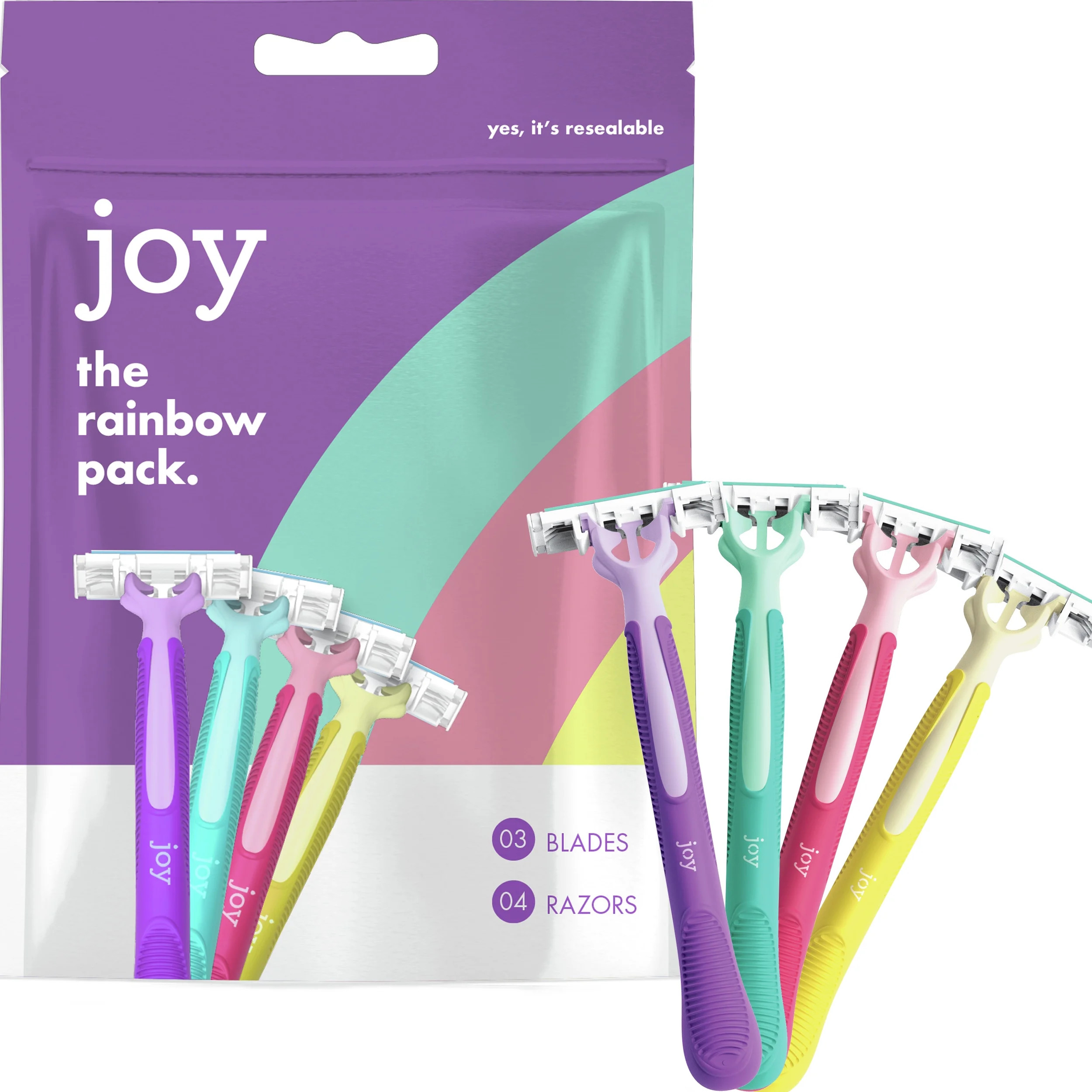 Joy Disposable Razors for Women, Rainbow Pack, 4 Razors | Walmart (US)