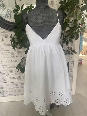 zara white broderie anglaise Sun dress Size S 6 8 | eBay UK