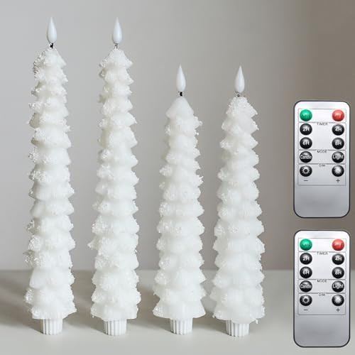 4 Pcs Flameless Candles with Remote, Christmas Tree Candles, Battery Operated Candlestick, Flicke... | Amazon (US)