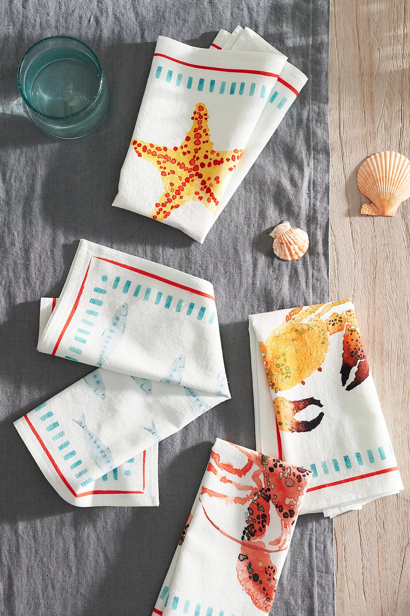 Sea Life Cotton Napkins, Set of 4 | Terrain