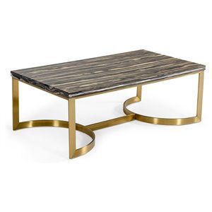 Modrest Greely Faux Marble & Stainless Steel Coffee Table in Black/Gold | Cymax