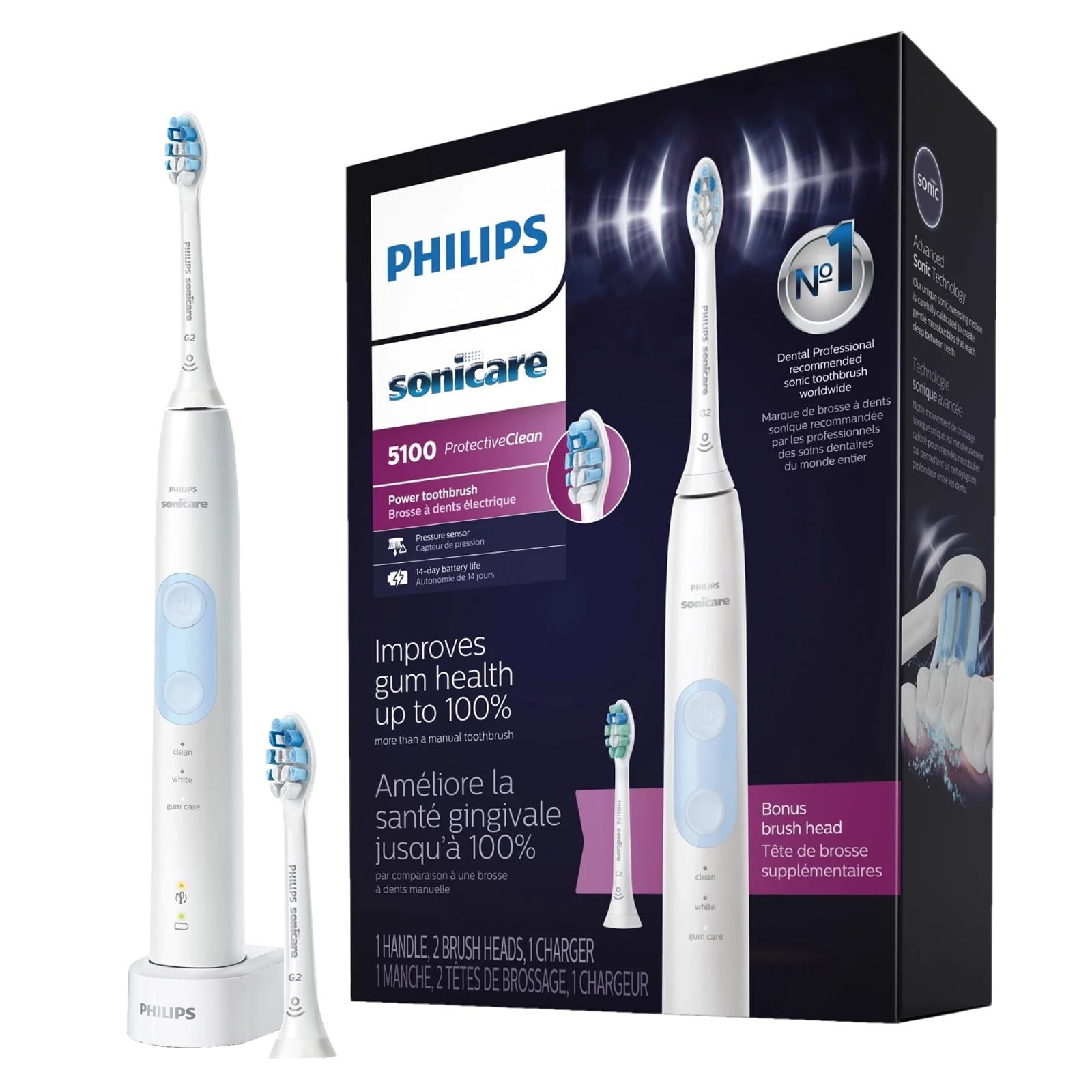 Philips Sonicare ProtectiveClean Electric Toothbrush with Plaque Control Brush Head, Rechargeable... | Amazon (US)