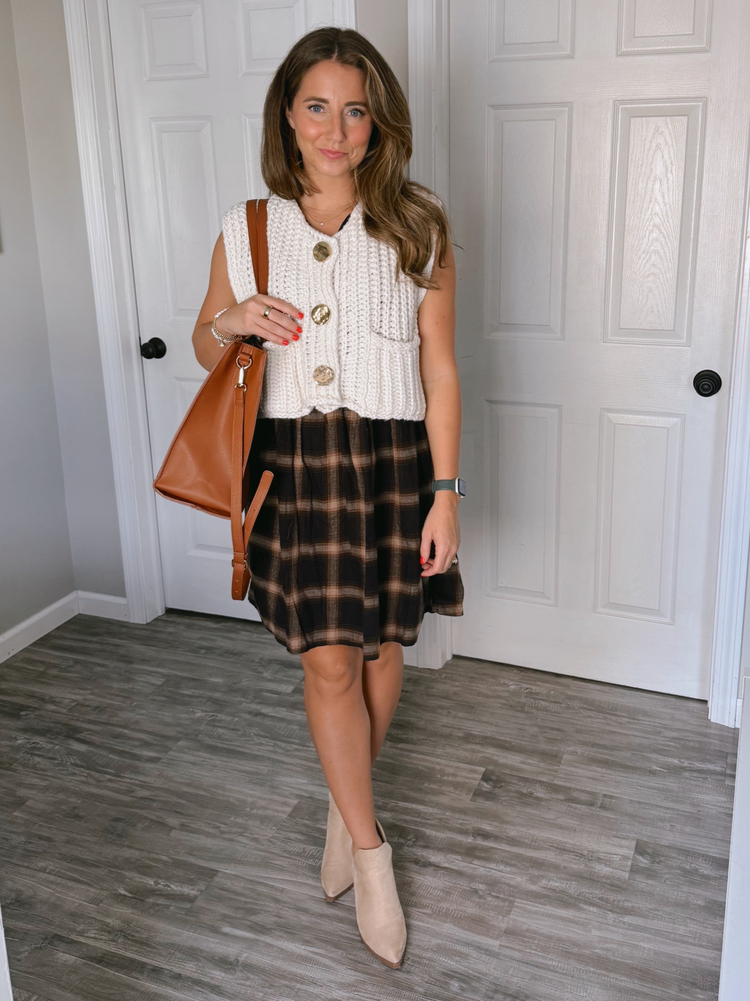 Cutest fall outfit! Perfect for teachers

Size small in dress & vest 
True size in booties 

#LTKFindsUnder50 #LTKFindsUnder100 #LTKSaleAlert