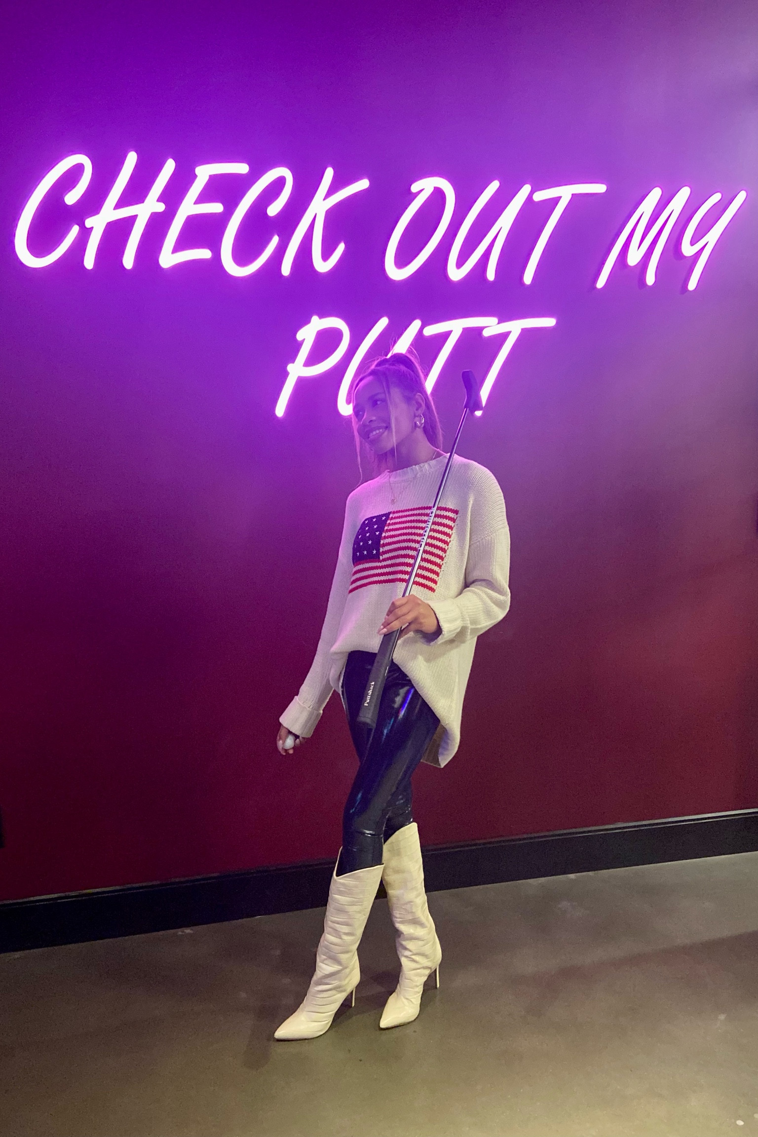 Even on putt putt date night, I’m wearing my all American sweater and spanx leggings😝 wearing a small in the sweater + regular xsmall in leggings! 

#LTKunder100 #LTKHoliday #LTKGiftGuide