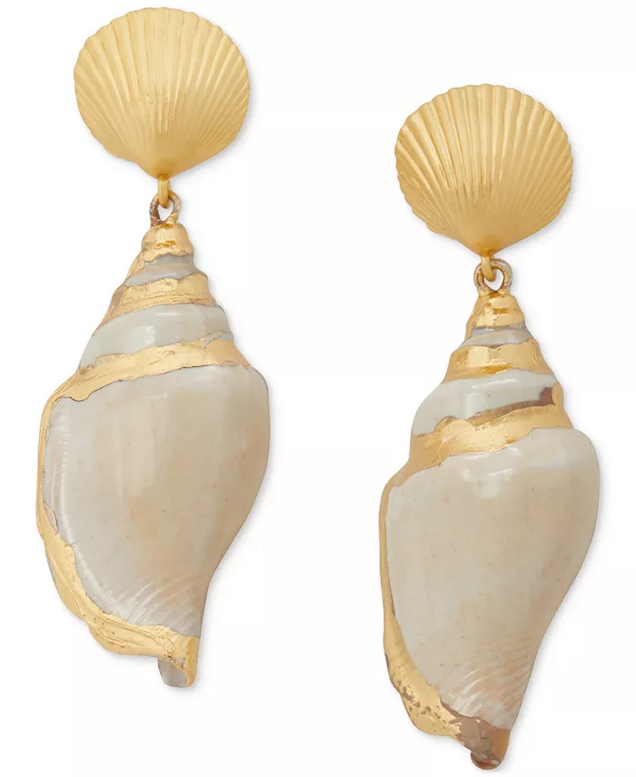 Gold-Tone Reef Treasure Shell Drop Earrings | Macy's
