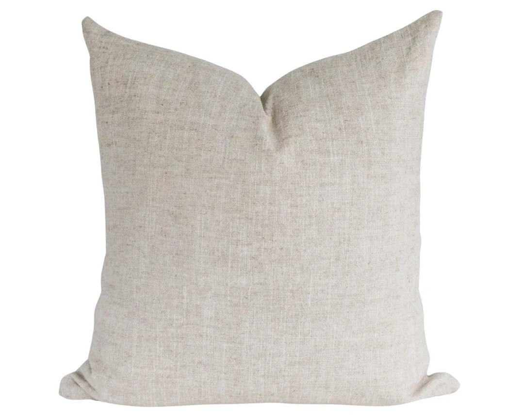 Natural Linen Pillow Cover, Modern Farmhouse Oatmeal Linen Pillow Cover, Pillow Covers 20x20, Des... | Etsy (US)