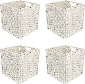 GREEHOMEDE Foldable Woven Storage Basket with Handles, Cotton Rope Storage Cube Boxes with Iron W... | Amazon (US)