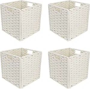 GREEHOMEDE Foldable Woven Storage Basket with Handles, Cotton Rope Storage Cube Boxes with Iron W... | Amazon (US)