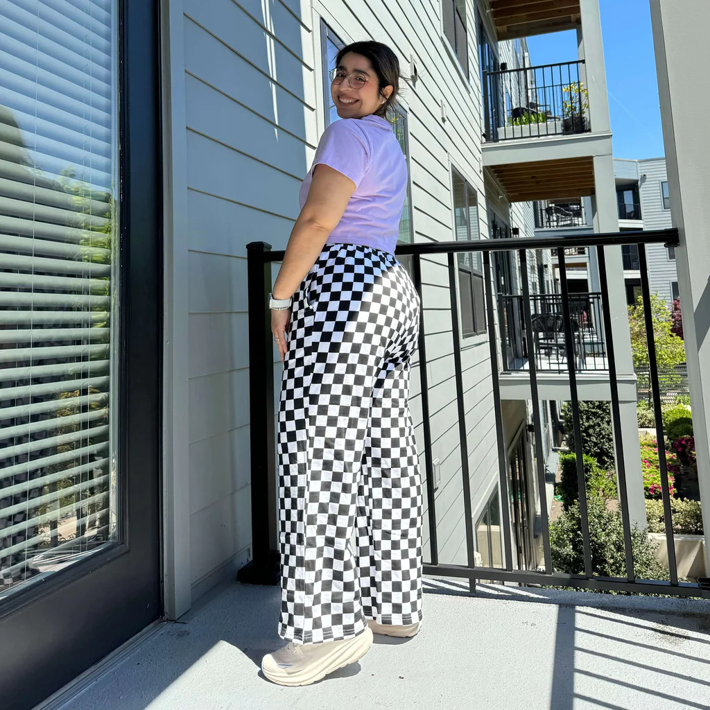 29" Inseam Be Yourself Pants - Black Checker *PREORDER ONLY* | Shiny by Nature