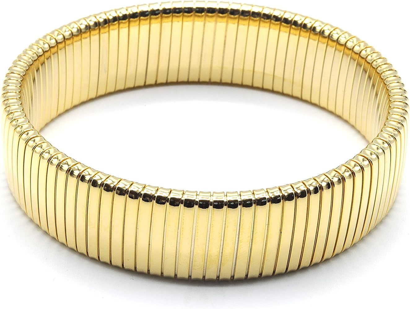 Marshal Metal Fashion Bracelet Stretch Omega CHain 18K Gold Plated Brass Tubogas Bracelet | Amazon (US)