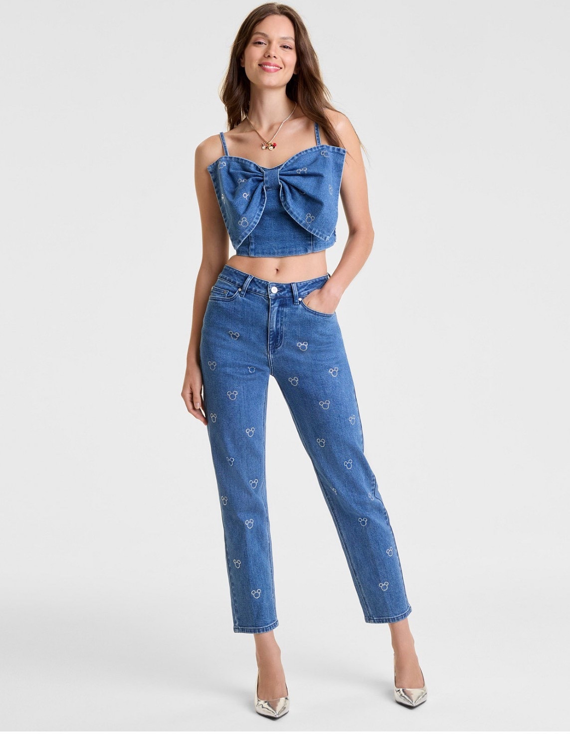 Disney Women's Straight-Leg Jeans and Denim Minnie Mouse Bow Top Embellished with Crystals by Swarovski®, 🎀 

#LTKootd #LTKGiftGuide #LTKSaleAlert