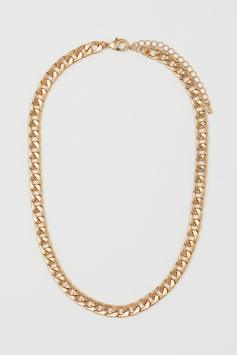 Short necklace in wide, shiny metal chain. Adjustable length 42-51 cm. | H&M (UK, MY, IN, SG, PH, TW, HK)